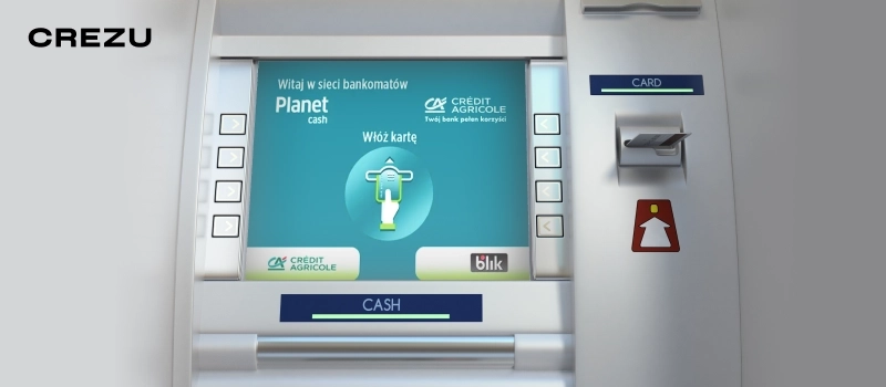 Wypłata gotówki BLIKIEM z bankomatu Credit Agricole